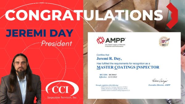 Jeremi Day CCI Inspection AMPP Master Coatings Inspector Announcement